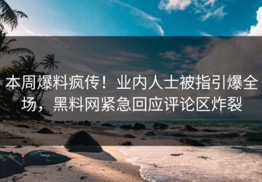 本周爆料疯传！业内人士被指引爆全场，黑料网紧急回应评论区炸裂