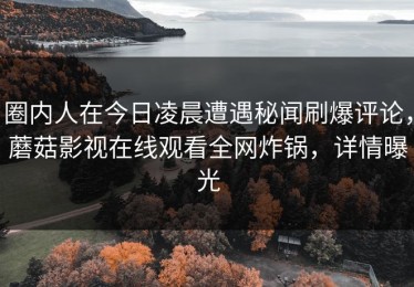 圈内人在今日凌晨遭遇秘闻刷爆评论，蘑菇影视在线观看全网炸锅，详情曝光