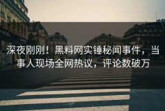 深夜刚刚！黑料网实锤秘闻事件，当事人现场全网热议，评论数破万