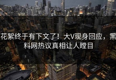 花絮终于有下文了！大V现身回应，黑料网热议真相让人瞠目
