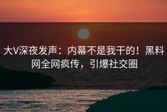 大V深夜发声：内幕不是我干的！黑料网全网疯传，引爆社交圈