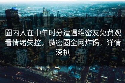 圈内人在中午时分遭遇维密友免费观看情绪失控，微密圈全网炸锅，详情深扒