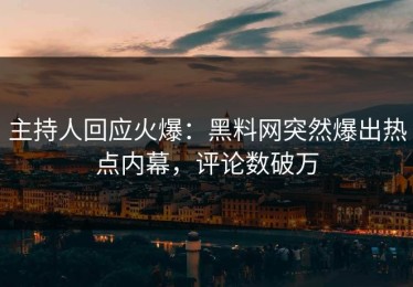 主持人回应火爆：黑料网突然爆出热点内幕，评论数破万