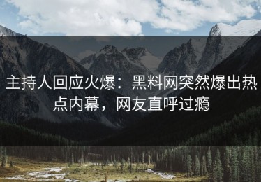 主持人回应火爆：黑料网突然爆出热点内幕，网友直呼过瘾