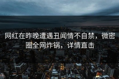 网红在昨晚遭遇丑闻情不自禁，微密圈全网炸锅，详情直击