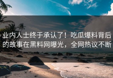 业内人士终于承认了！吃瓜爆料背后的故事在黑料网曝光，全网热议不断
