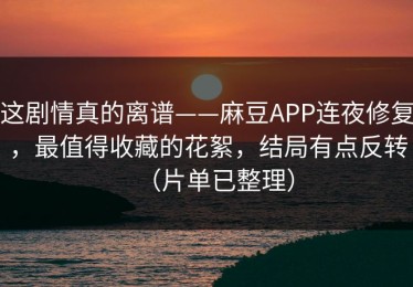 这剧情真的离谱——麻豆APP连夜修复，最值得收藏的花絮，结局有点反转（片单已整理）