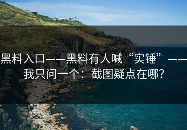 黑料入口——黑料有人喊“实锤”——我只问一个：截图疑点在哪？