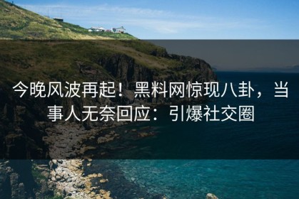 今晚风波再起！黑料网惊现八卦，当事人无奈回应：引爆社交圈