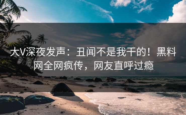 大V深夜发声：丑闻不是我干的！黑料网全网疯传，网友直呼过瘾