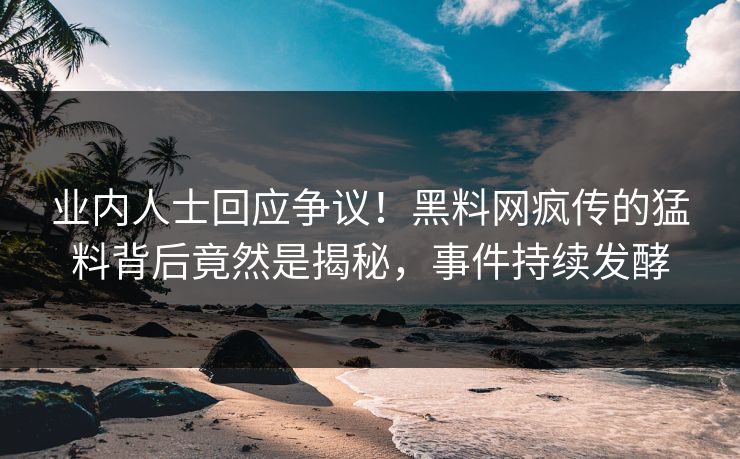 业内人士回应争议！黑料网疯传的猛料背后竟然是揭秘，事件持续发酵