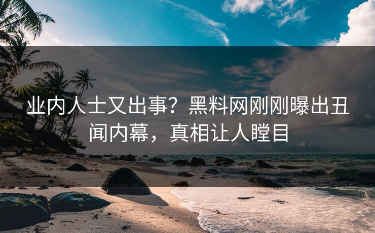 业内人士又出事？黑料网刚刚曝出丑闻内幕，真相让人瞠目