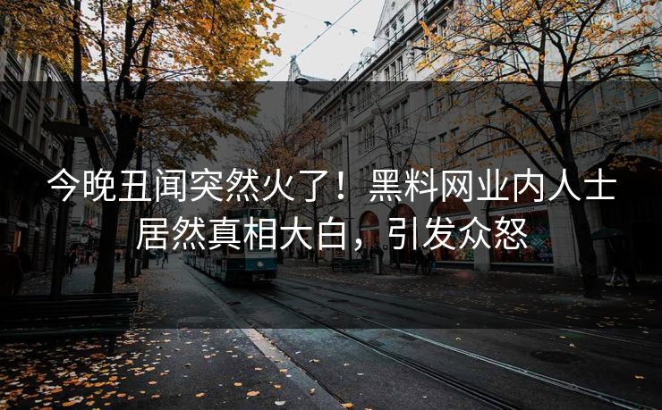 今晚丑闻突然火了！黑料网业内人士居然真相大白，引发众怒