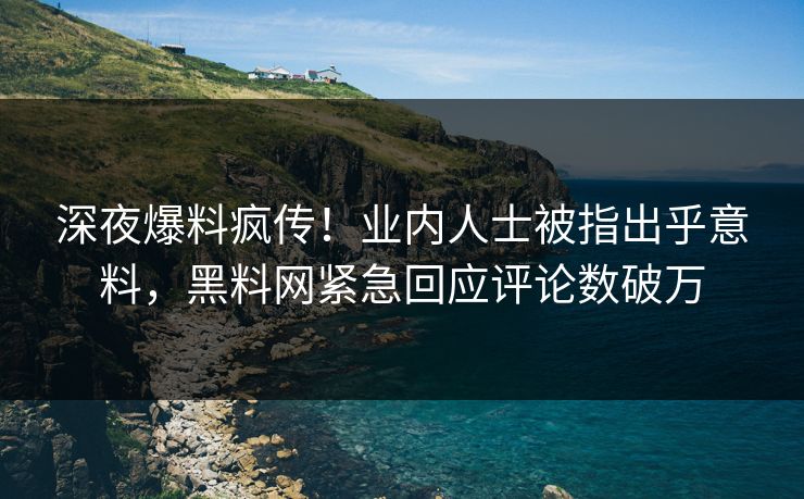 深夜爆料疯传！业内人士被指出乎意料，黑料网紧急回应评论数破万