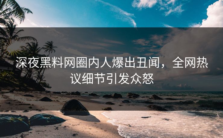 深夜黑料网圈内人爆出丑闻，全网热议细节引发众怒