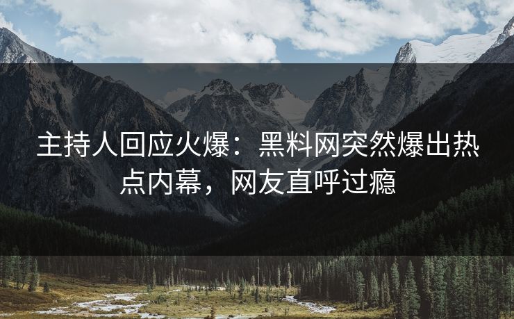 主持人回应火爆：黑料网突然爆出热点内幕，网友直呼过瘾