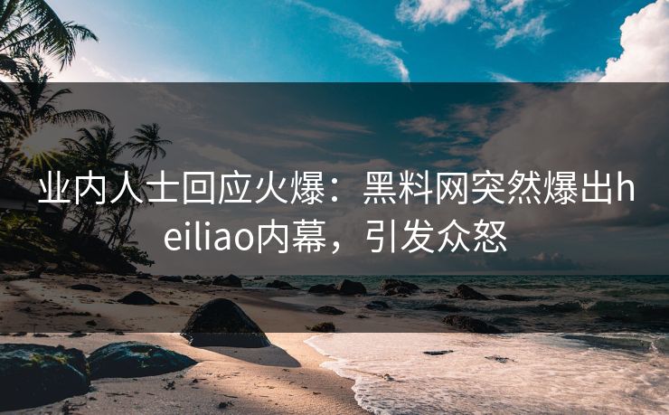 业内人士回应火爆：黑料网突然爆出heiliao内幕，引发众怒