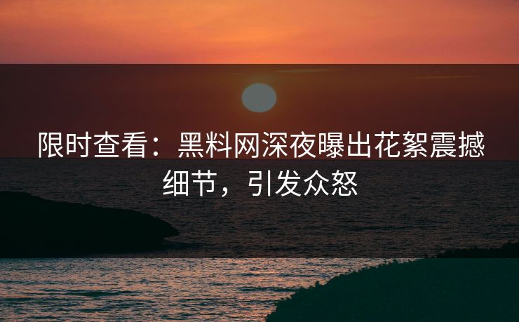 限时查看：黑料网深夜曝出花絮震撼细节，引发众怒