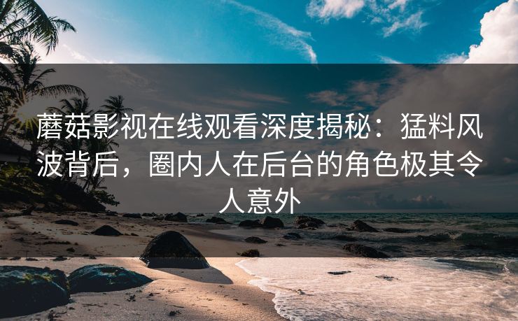 蘑菇影视在线观看深度揭秘：猛料风波背后，圈内人在后台的角色极其令人意外