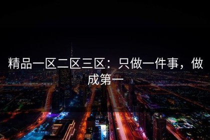 精品一区二区三区：只做一件事，做成第一