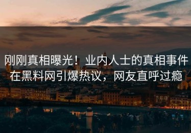 刚刚真相曝光！业内人士的真相事件在黑料网引爆热议，网友直呼过瘾