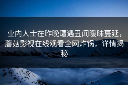 业内人士在昨晚遭遇丑闻暧昧蔓延，蘑菇影视在线观看全网炸锅，详情揭秘