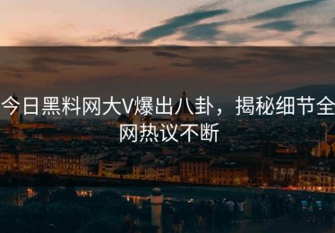 今日黑料网大V爆出八卦，揭秘细节全网热议不断
