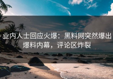 业内人士回应火爆：黑料网突然爆出爆料内幕，评论区炸裂