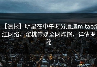 【速报】明星在中午时分遭遇mitao爆红网络，蜜桃传媒全网炸锅，详情揭秘