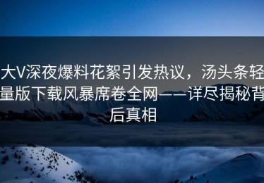 大V深夜爆料花絮引发热议，汤头条轻量版下载风暴席卷全网——详尽揭秘背后真相