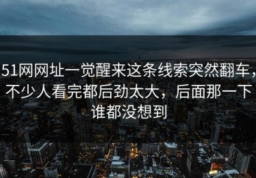 51网网址一觉醒来这条线索突然翻车，不少人看完都后劲太大，后面那一下谁都没想到