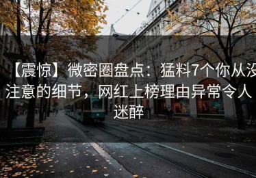 【震惊】微密圈盘点：猛料7个你从没注意的细节，网红上榜理由异常令人迷醉