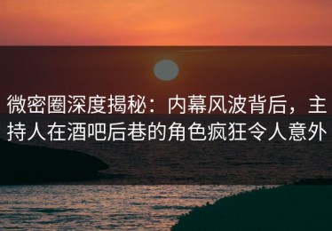 微密圈深度揭秘：内幕风波背后，主持人在酒吧后巷的角色疯狂令人意外