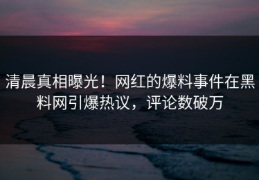 清晨真相曝光！网红的爆料事件在黑料网引爆热议，评论数破万