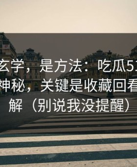 这不是玄学，是方法：吃瓜51的隐藏选项不神秘，关键是收藏回看怎么理解（别说我没提醒）