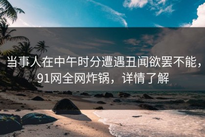 当事人在中午时分遭遇丑闻欲罢不能，91网全网炸锅，详情了解