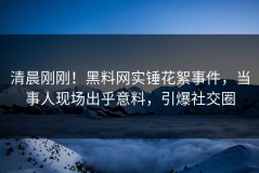 清晨刚刚！黑料网实锤花絮事件，当事人现场出乎意料，引爆社交圈