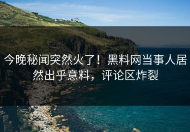 今晚秘闻突然火了！黑料网当事人居然出乎意料，评论区炸裂