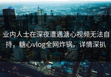 业内人士在深夜遭遇溏心视频无法自持，糖心vlog全网炸锅，详情深扒