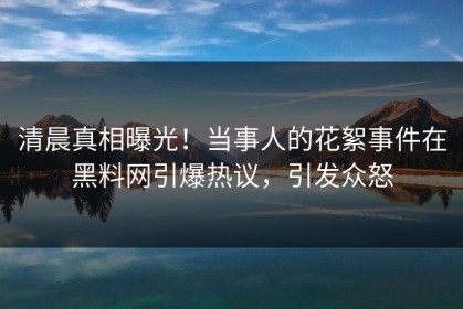 清晨真相曝光！当事人的花絮事件在黑料网引爆热议，引发众怒