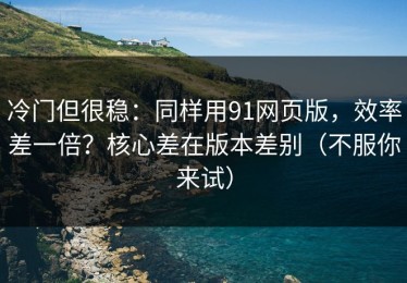 冷门但很稳：同样用91网页版，效率差一倍？核心差在版本差别（不服你来试）