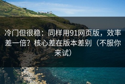 冷门但很稳：同样用91网页版，效率差一倍？核心差在版本差别（不服你来试）
