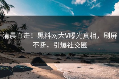 清晨直击！黑料网大V曝光真相，刷屏不断，引爆社交圈