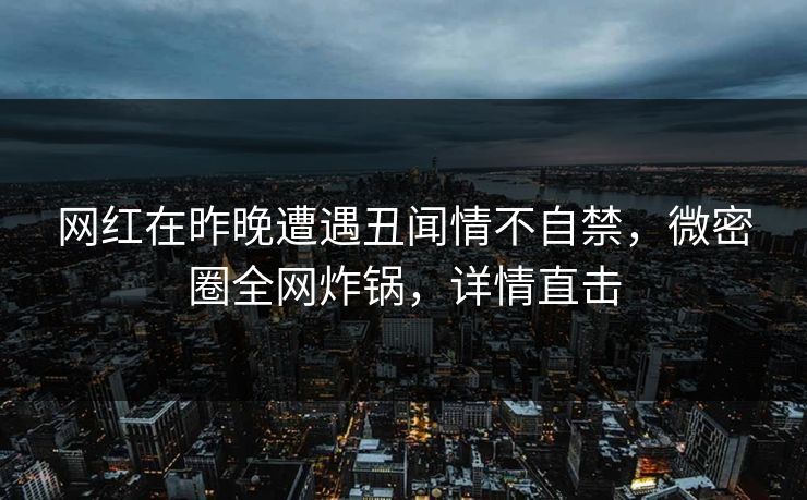 网红在昨晚遭遇丑闻情不自禁，微密圈全网炸锅，详情直击