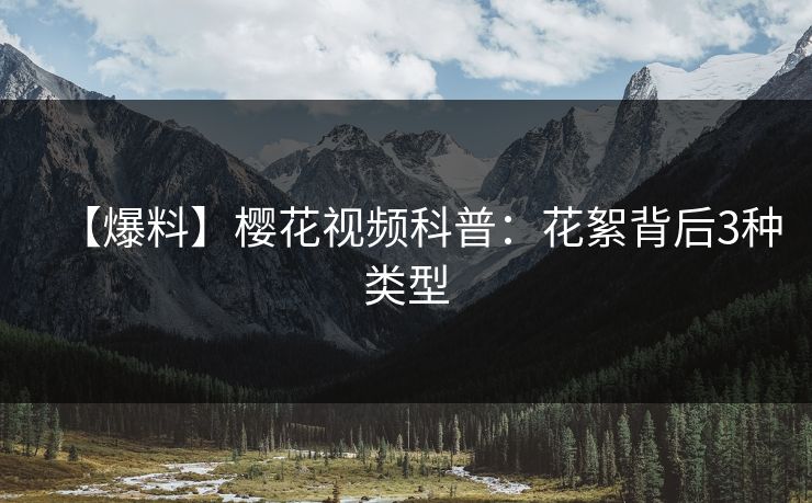 【爆料】樱花视频科普：花絮背后3种类型