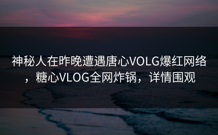 神秘人在昨晚遭遇唐心VOLG爆红网络，糖心VLOG全网炸锅，详情围观